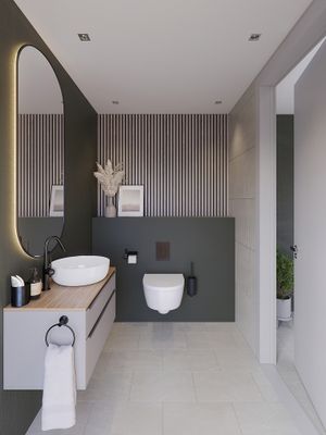 Panneau acoustique mural Decowall Acoustic finition chêne grisé sur fond noir - 17 x 300 x 2600 mm - AJ TIMBER