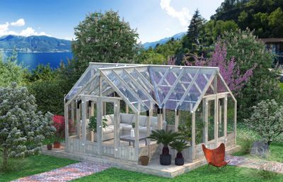 Serre de jardin Palmako Emilia - Bois autoclave & verre trempé - 19,1 m², Livraison à domicile incluse - PALMAKO