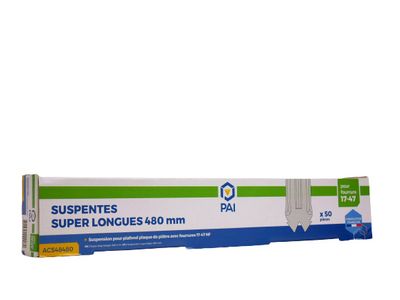 Suspente super longue pour fourrure - L.480 mm - boîte de 50 - PAI