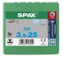 Vis inox tête fraisée T-star 3,5 x 25 mm par 200 SPAX