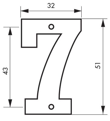Chiffre 7 à visser hauteur 51 mm laiton THIRARD