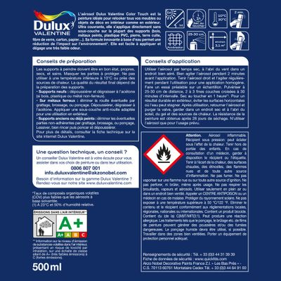 Bombe de peinture Noir Mat 400 mL + 25% Gratuit - DULUX VALENTINE