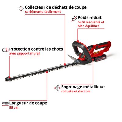 Taille-haie à batterie 18 V lame 55 cm GC-CH18/55Li EINHELL