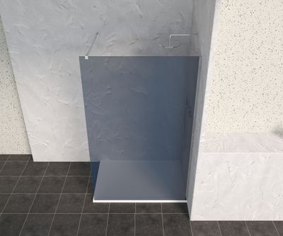 Paroi de douche à l'italienne 120x200 cm profilé chrome verre fumé 8 mm Signature - OCEA