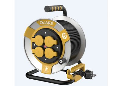 Enrouleur électrique de chantier 20m métal 4 prises à clapet - QUARX