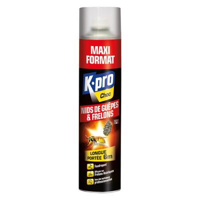 Insecticide destructeur nid de guêpes et frelons foudroyant 600ml - K-PRO
