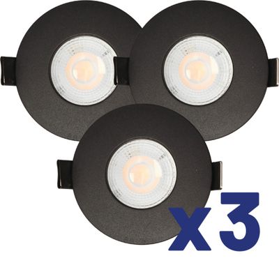 Spots LED encastrables module remplaçable lumière blanc chaud Noir par 3 - Ruby ARLUX