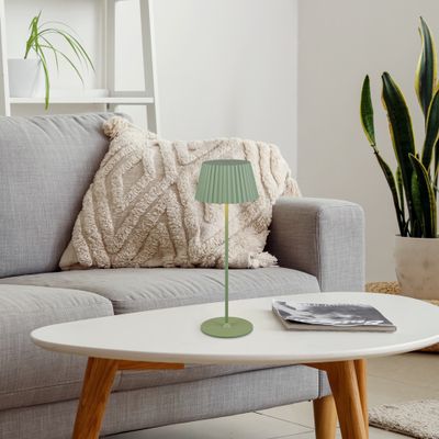 Lampe à poser extérieur rechargeable LED Suarez vert pistache IP44 200 lumens blanc chaud - REALITY