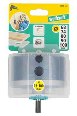 Scie cloche 5 lames diamètre 68 à 100 mm WOLFCRAFT