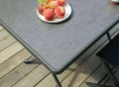 Gueridon cola 110x70 acier gris PROLOISIRS Livraison à domicile incluse