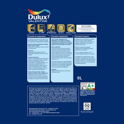 Peinture acrylique Haute Résistance Blanc mat 5 L - DULUX VALENTINE