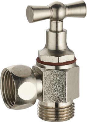 Robinet d'arrêt de WC équerre à clapet mâle femelle 3/8 laiton nickelé