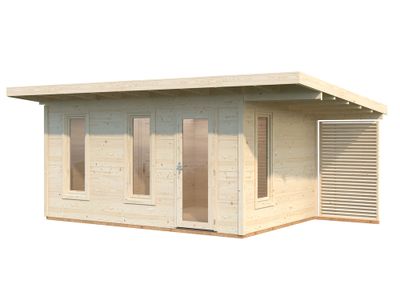 Studio de jardin en bois avec pergola Grace 2 pièces -  23,7 m² hors-tout - Livraison à domicile incluse - PALMAKO