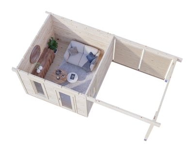Studio de jardin en bois avec pergola Grace - 23,7 m² hors-tout - Livraison à domicile incluse - PALMAKO