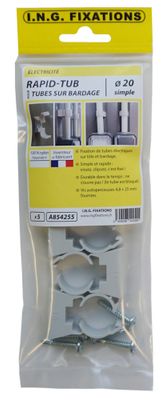 5 attaches Rapid-Tub diamètre 20 pour tube IRL avec vis - ING FIXATION