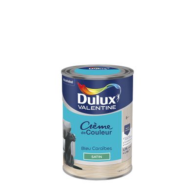 Peinture crème de couleur Bleu Caraïbes Satin 1,25 L - DULUX VALENTINE