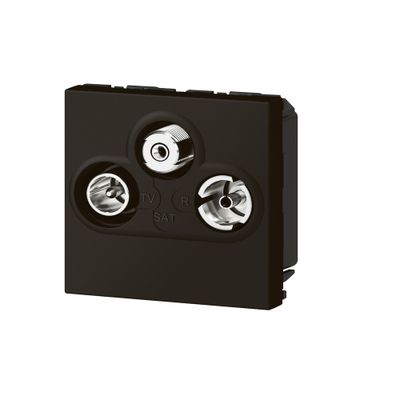Prise TV, radio et satellite encastrable 2 modules Noir - Mosaic LEGRAND