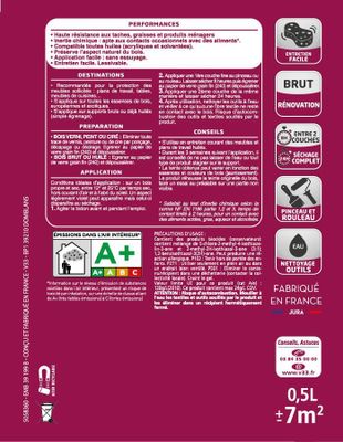 Huile pour Plan de Travail incolore mat 0,5 L - V33