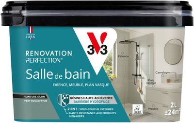 Peinture de rénovation pour salle de bain vert eucalyptus finition satinée 2 L - V33