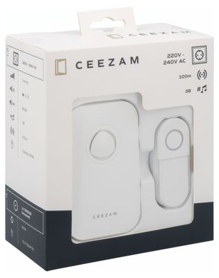 Sonnette sans fil 100m 220V-240V à brancher Blanc - CEEZAM