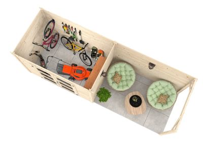 Abri de jardin bois Olivia + Pergola Naturel 10m2 Livraison à domicile incluse