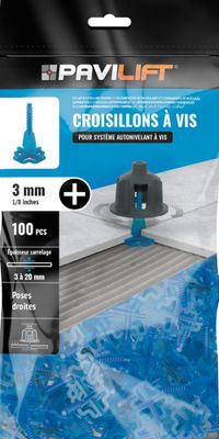 Croisillons de carrelage autonivelants en croix 3 mm bleu sachet de 100 PAVILIFT