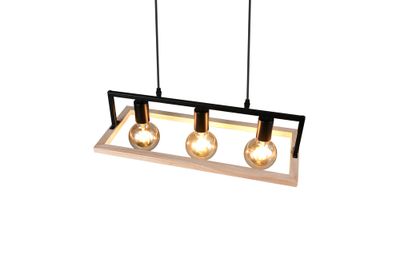 Suspension E27 Bano noir et bois 3x10W - TRIO