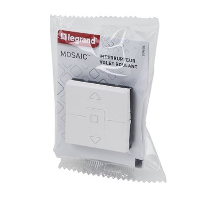 Interrupteur volet roulant 2 modules finition blanche Mosaic LEGRAND