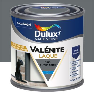 Peinture Boiseries Laque Acrylique Valénite Gris Anthracite Mat 125 mL- DULUX VALENTINE