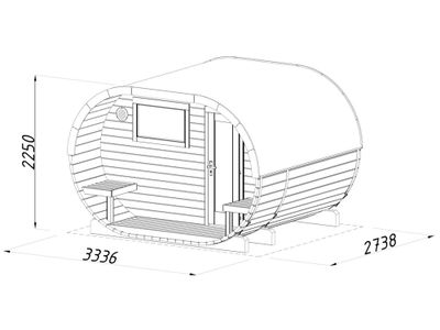 Sauna extérieur rond en bois Palmako Anette 6 places avec poêle - 12,1m² - PALMAKO