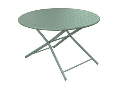 Table de jardin pliante GUERIDON aluminium amande ø 120 cm, Livraison à domicile incluse - PROLOISIRS