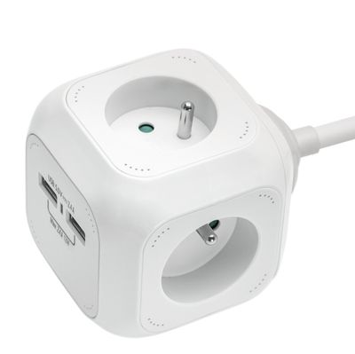 Multiprise cube 4 prises + 2 USB-A blanc - DEBFLEX