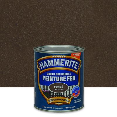 Peinture fer extérieur direct sur rouille finition fer forgé châtaigne 2,5 L - HAMMERITE
