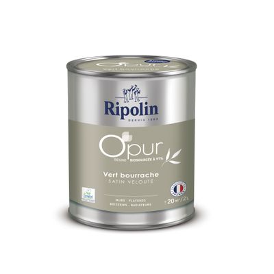 Peinture O'PUR Satin VERT BOURRACHE 2 L - RIPOLIN