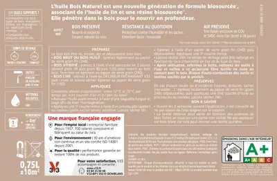 Huile parquet bois naturel incolore mat 0,75 L - V33