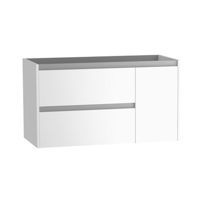 Caisson de salle de bains Thana 2 tiroirs 1 porte 100 x 59 x 46 cm panneau de particules blanc