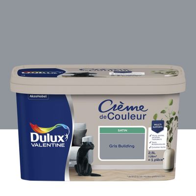 Peinture crème de couleur Gris Building Satin 2,5 L - DULUX VALENTINE