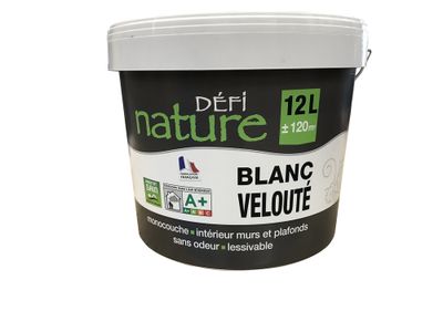 Peinture naturelle monocouche blanc velouté 12 L - DEFI NATURE