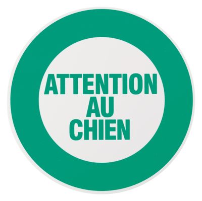 Plaque signalétique adhésive Attention au chien diamètre 180 mm THIRARD