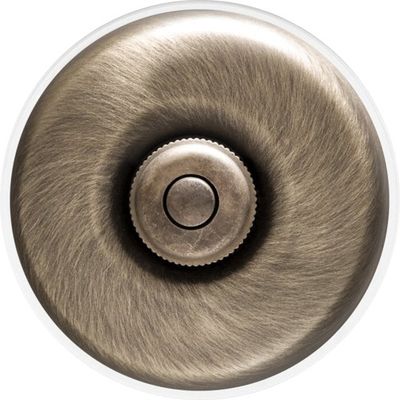 Bouton poussoir en saillie rétro porcelaine blanche et bronze - Garby Dimbler FONTINI