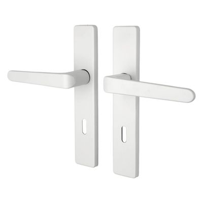 Poignées de porte sur plaques à clé double entraxe Celio blanc ALPERTEC