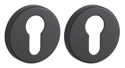 Rosaces de porte rondes à cylindre noir mat diamètre 50 mm FROSIO