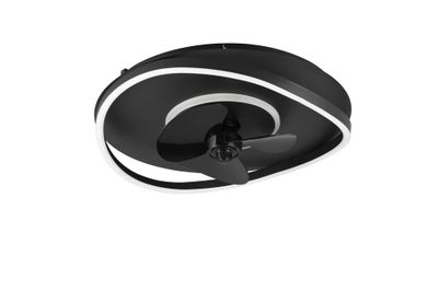 Ventilateur de plafond Design avec lumière LED + télécommande Noir Ø50cm - Sortland REALITY