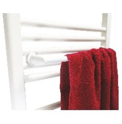 Barre porte-serviettes blanche 36 cm pour sèche-serviettes à tubes ronds à vis