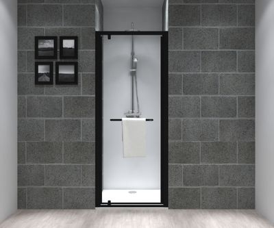 Porte de douche pivotante 80x195 cm profilé noir verre transparent 6 mm Serenity - OCEA