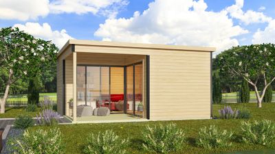 Abri de jardin en bois Domeo 6 18,00 m² + 6,00 m² LASITA MAJA Livraison à domicile incluse