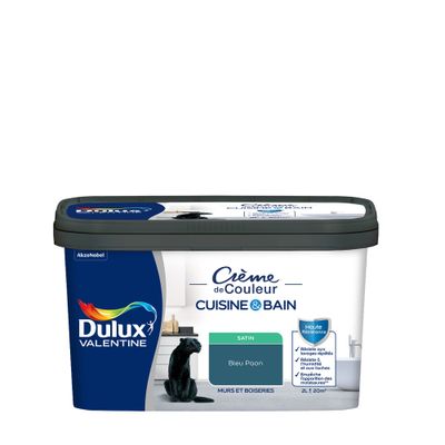 Peinture Crème de Couleur Cuisine et Bain Satin Bleu Paon 2 L - DULUX VALENTINE