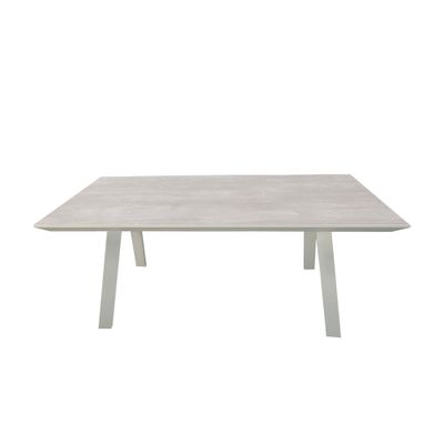 Table de jardin fixe PIEDRA aluminium pierre sintérisée gris rectangulaire 180x90 cm