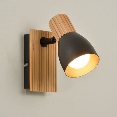 Spot mural E14 7W Noir et bois - Matteo COREP