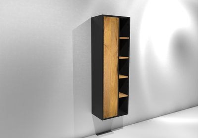 Colonne de salle de bains Frenchart L45 x H140 x P30 cm panneau de particules noir et chêne - CONCILIO